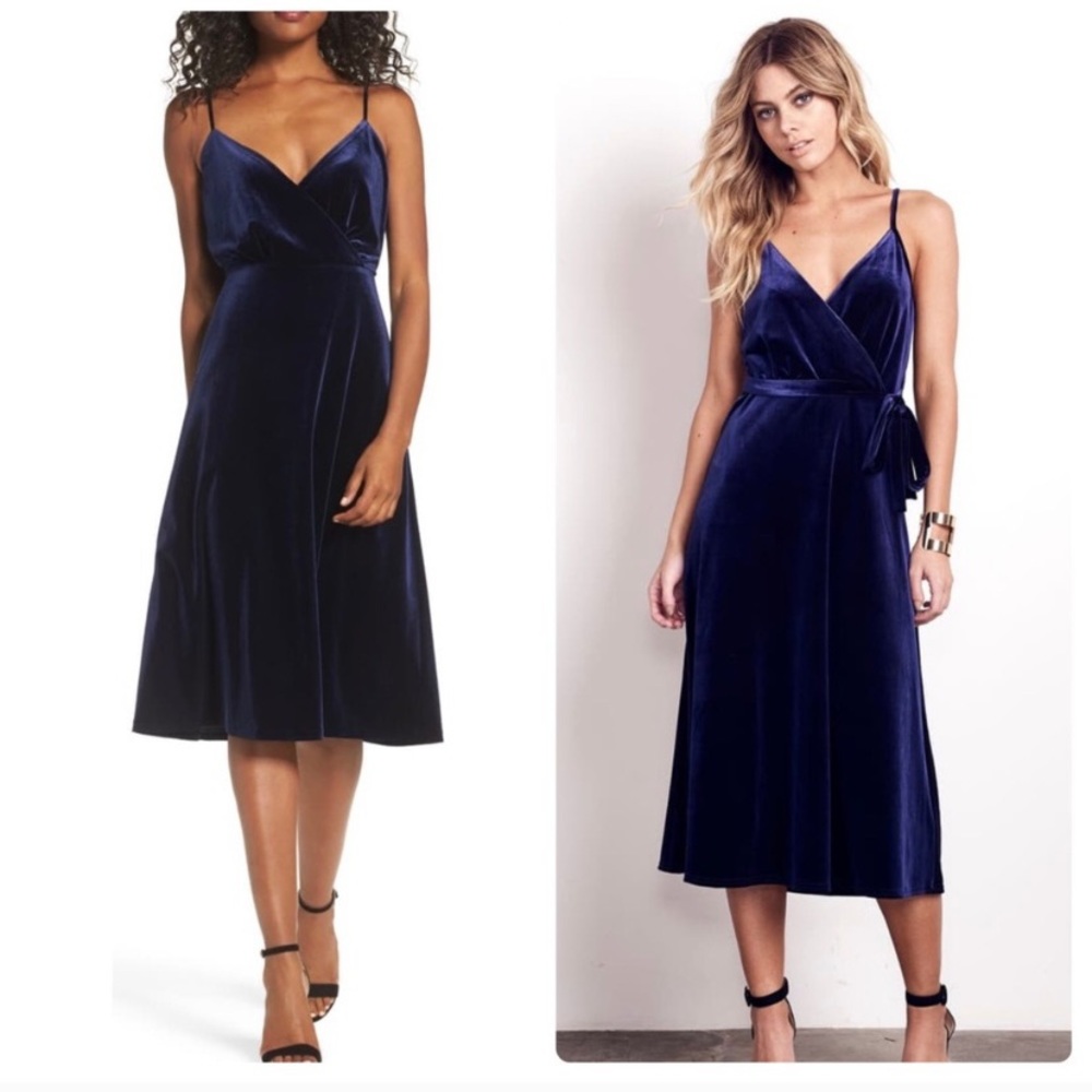 Ali & Jay - Sleeveless Velvet Faux Wrap Midi Dress